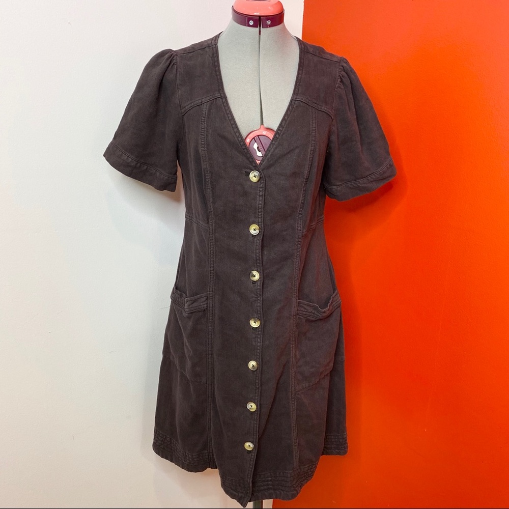 Anthropologie Black Button-Front Mini Dress - Picture 5 of 7